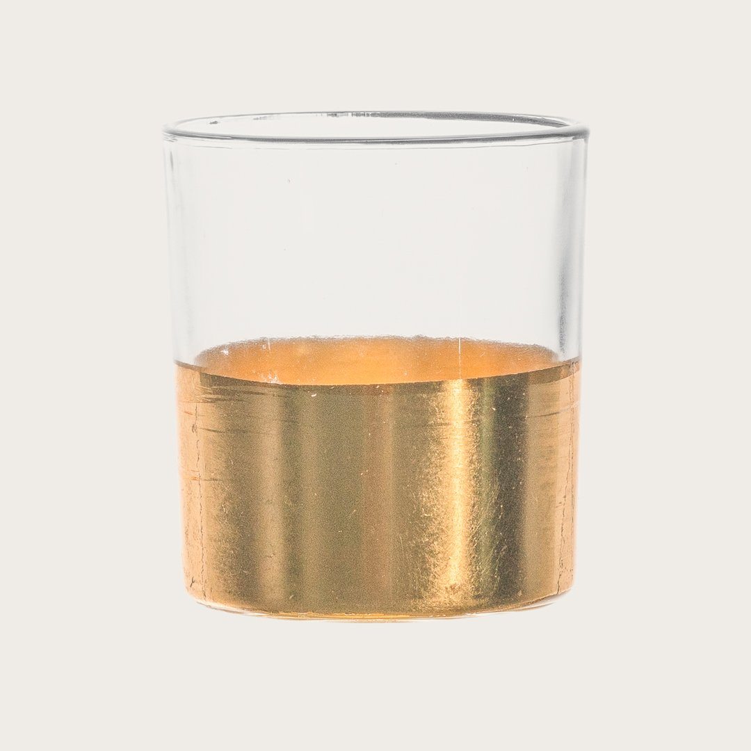 Atlas Large Gold Metallic Glass Candleholder - Buy 1 Get 1 Free Sale