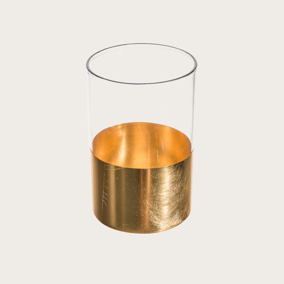 Atlas Large Gold Metallic Glass Candleholder - Buy 1 Get 1 Free Sale