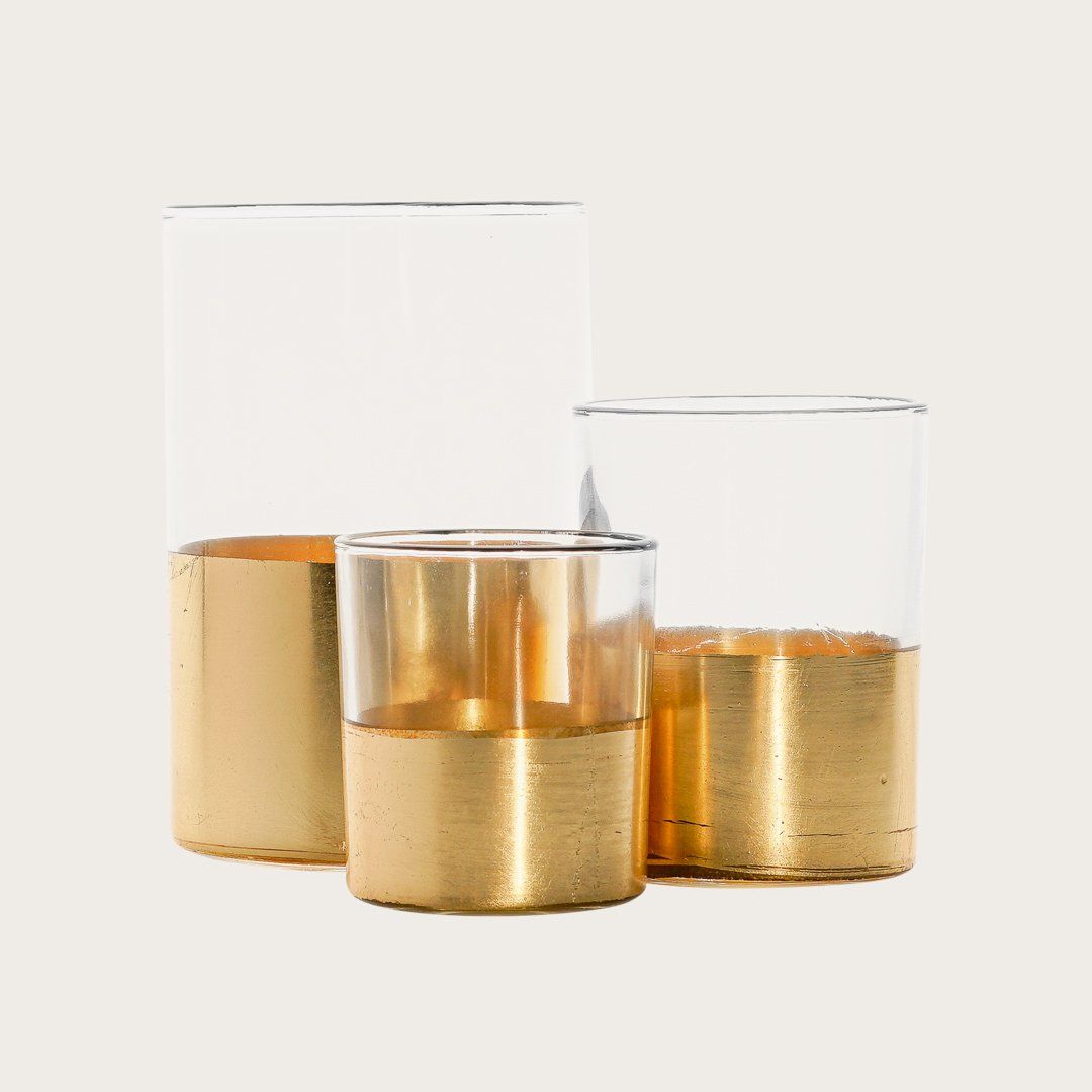 Atlas Small Gold Glass Candleholder - Buy 1 Get 1 Free Sale