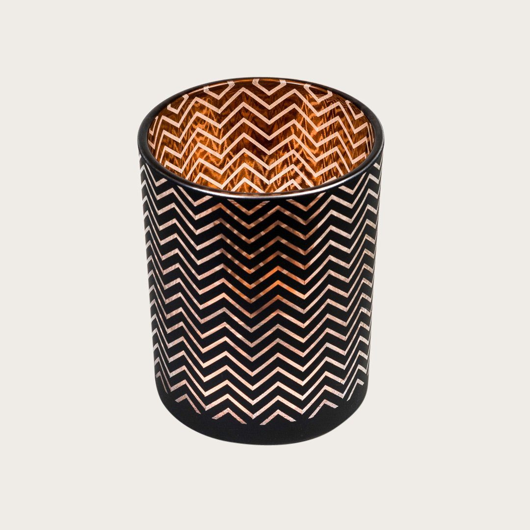 Chevron Large Candleholder in Copper/Black - Buy 1 Get 1 Free Sale