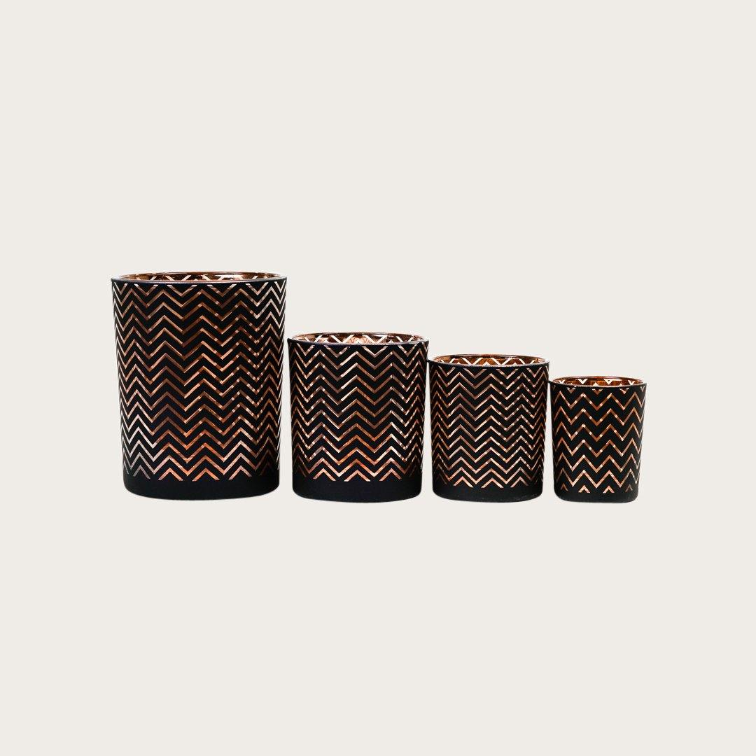 Chevron Medium Candleholder in Copper/Black - Buy 1 Get 1 Free Sale