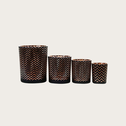 Chevron Medium Candleholder in Copper/Black - Buy 1 Get 1 Free Sale