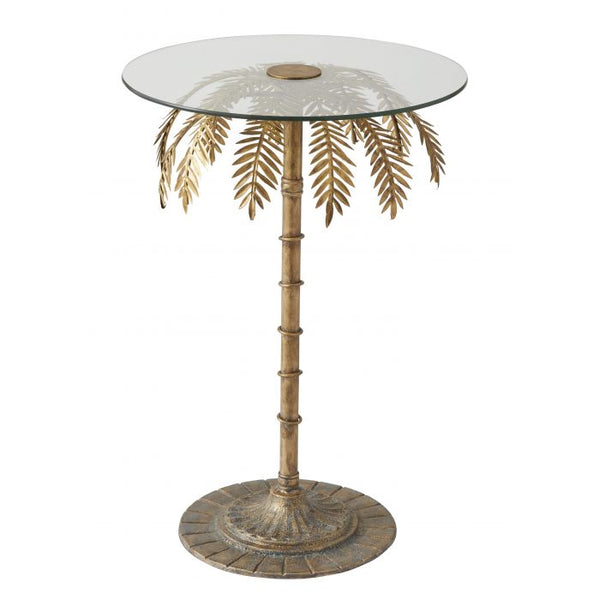 Palm Tree Side Table in Gold