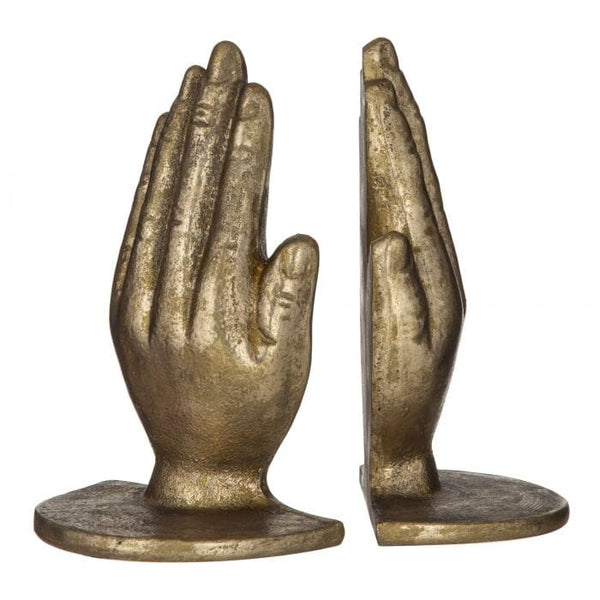 Prayer Hands Bookends in Antique Gold