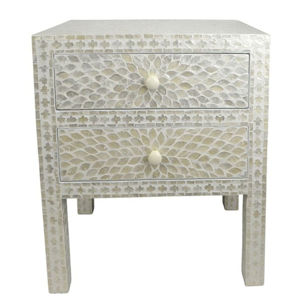 Layla Inlay Bedside Table in Ivory