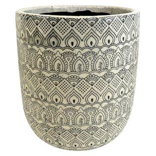 Selma Ceramic Tribal Pot in Black/White - Large