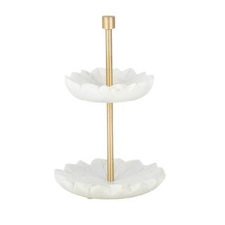 Lucia 2-Tier Marble & Gold Jewellery Stand