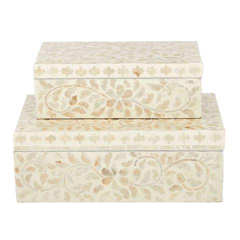 Diala Inlay Decorative Box in Ivory - Large