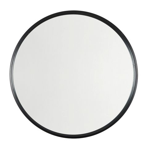 Angele Round Metal Wall Mirror in Black