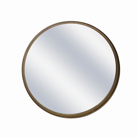 Angele Round Metal Wall Mirror in Antique Gold