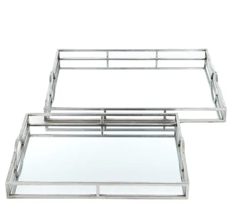 Yana Metal Mirrored Serving Tray (L) Silver