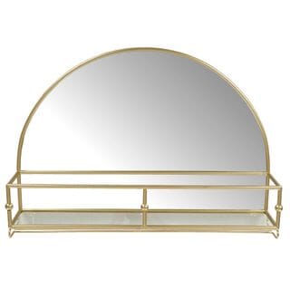 Agate Metal Arch Wine Rack W/ Mirror in Antique Gold
