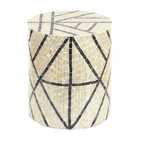 Geo Inlay Stool or Table in Grey/Ivory