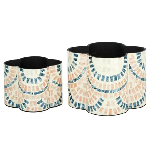 Marcella Inlay Planter in Nude/Blue - Small