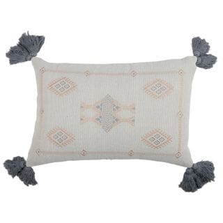 Niya Cotton Tribal Cushion in Grey/Blue