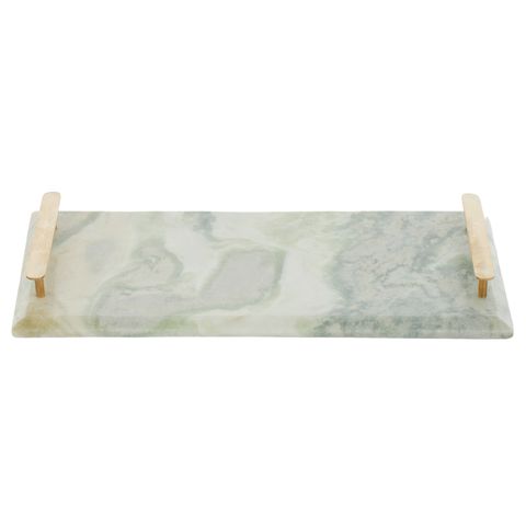Bella Marble Tray with Gold Handles in Green