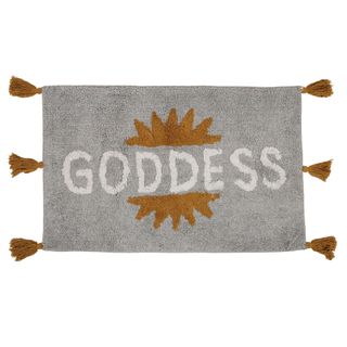 Goddess Cotton Bath Mat in Grey/Gold