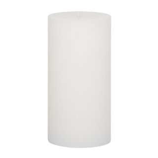 Ribbed Candle Pillar in White (XL)