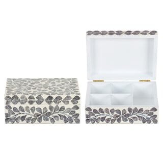 Floria Inlay Jewellery Box in Grey/Ivory