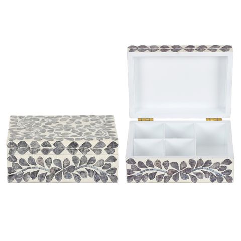 Janine Inlay Box in Grey/Ivory