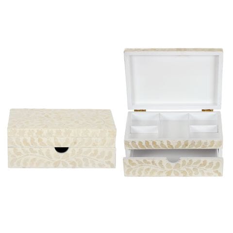 Diala Inlay Jewellery Box in Ivory