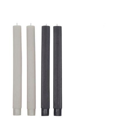 Ribbed Candle Set in Ivory/Moss Green