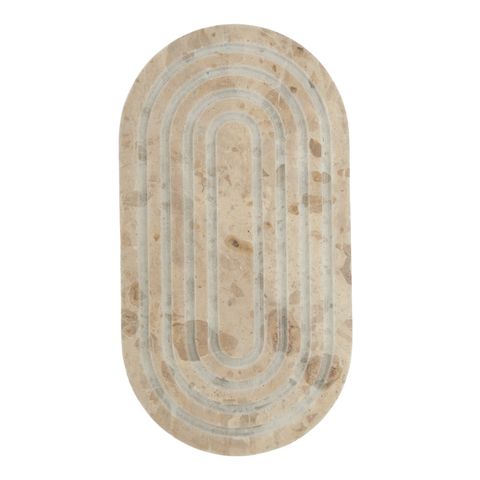 Bardot Marble Oval Tray in Natural/Beige