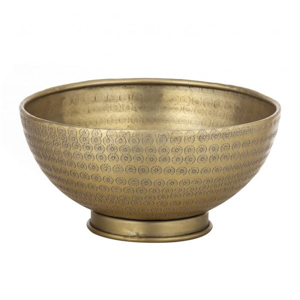 Ravia Footed Serving Brass Bowl in Antique Gold (Save $10)