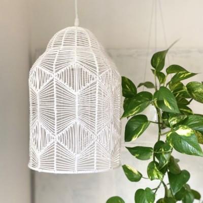 Clio Hand Woven Kudu Pendant in White