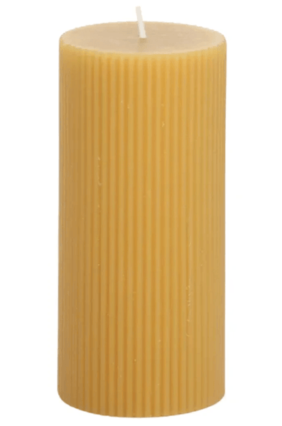 Ribbed Pillar Candle in Mustard 15cm