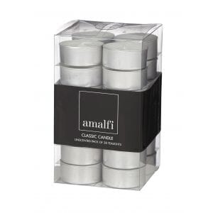 Tea Light Candles in White, Pack of 28