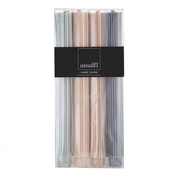 Ribbed Candle, Set of 4, Gry/Sage/Pnk