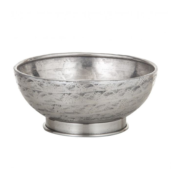 Ravia Footed Serving Bowl in Antique Silver