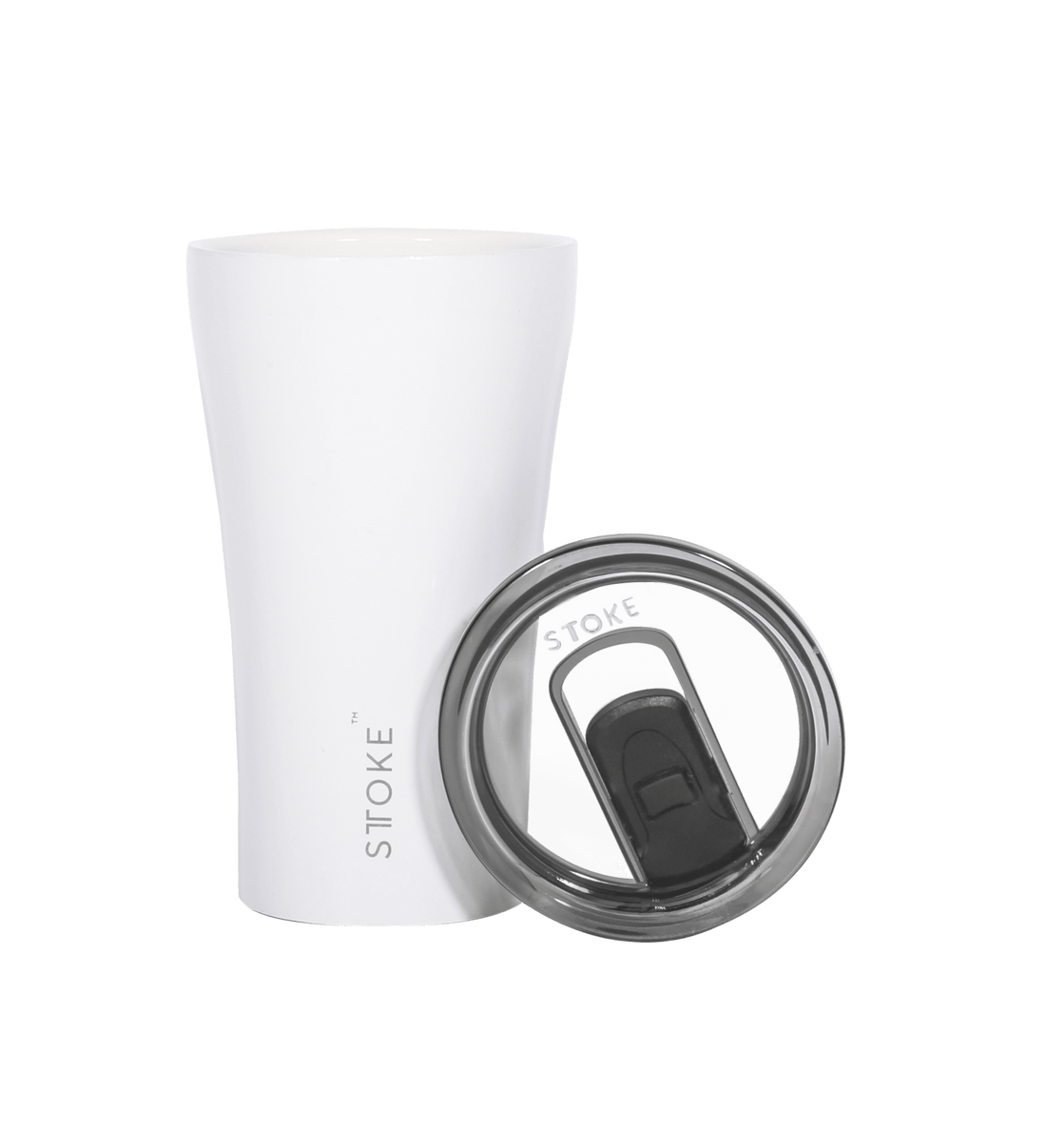 STTOKE Reusable Ceramic Cup in White 12oz - Save 25%